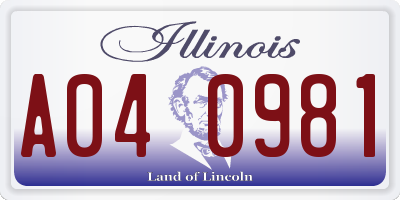 IL license plate A040981