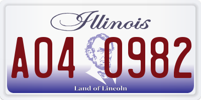 IL license plate A040982