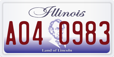 IL license plate A040983