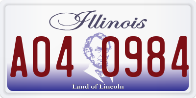 IL license plate A040984