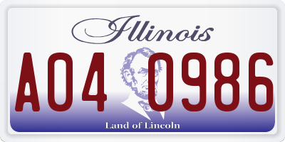 IL license plate A040986
