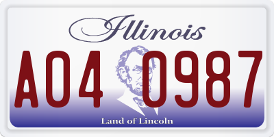 IL license plate A040987