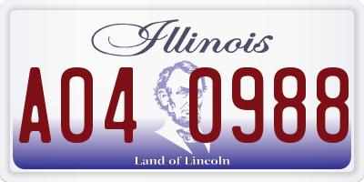IL license plate A040988