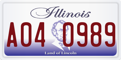 IL license plate A040989