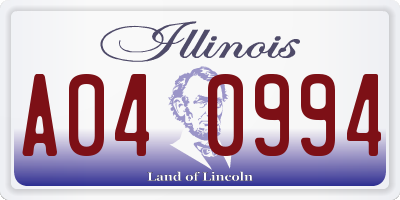 IL license plate A040994