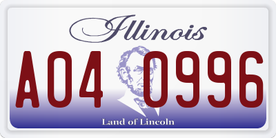 IL license plate A040996