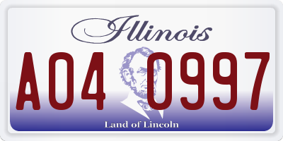 IL license plate A040997