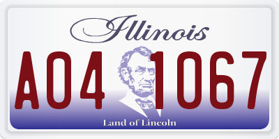 IL license plate A041067