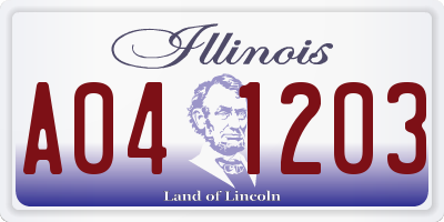 IL license plate A041203