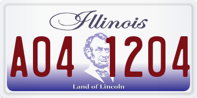 IL license plate A041204