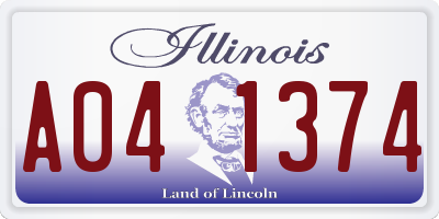 IL license plate A041374