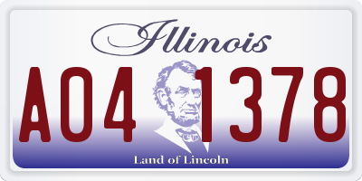 IL license plate A041378