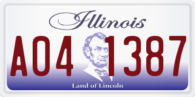 IL license plate A041387