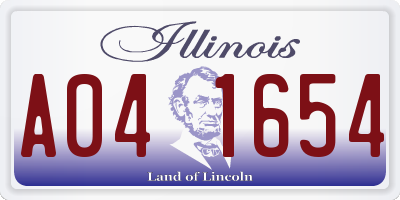 IL license plate A041654