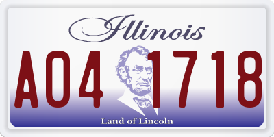 IL license plate A041718