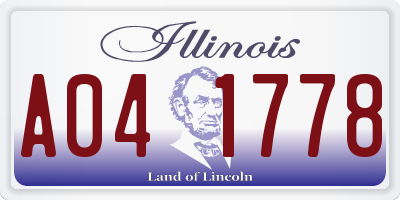 IL license plate A041778