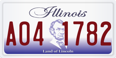 IL license plate A041782