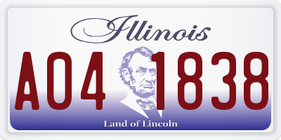 IL license plate A041838