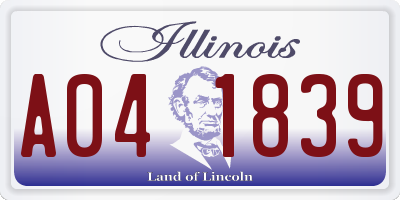 IL license plate A041839