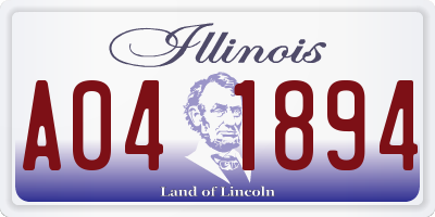 IL license plate A041894