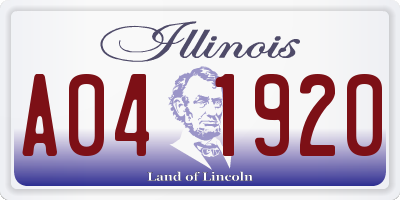 IL license plate A041920