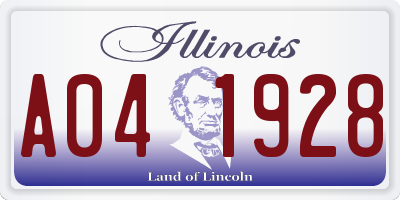 IL license plate A041928