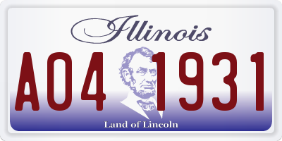 IL license plate A041931