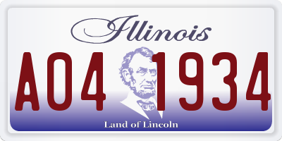 IL license plate A041934