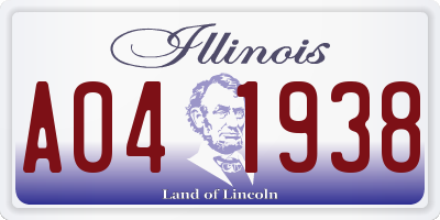 IL license plate A041938