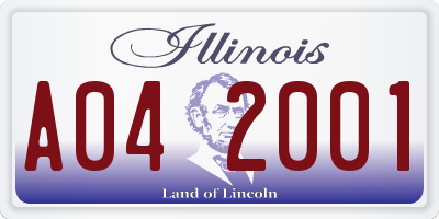 IL license plate A042001