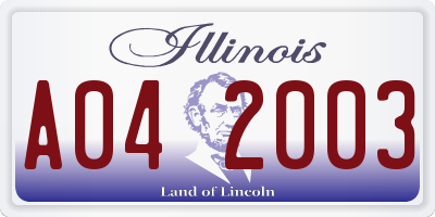 IL license plate A042003