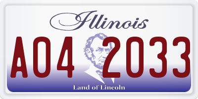 IL license plate A042033
