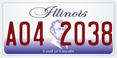 IL license plate A042038
