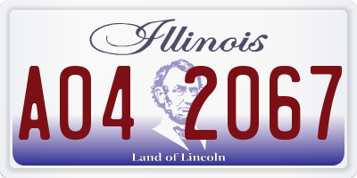 IL license plate A042067