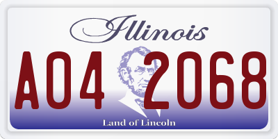 IL license plate A042068