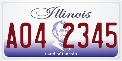IL license plate A042345