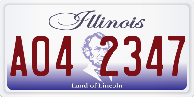 IL license plate A042347