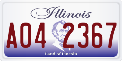 IL license plate A042367