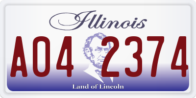IL license plate A042374