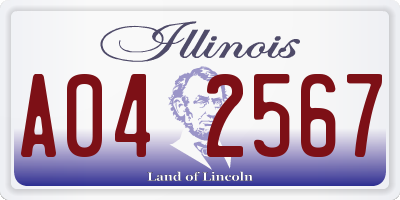 IL license plate A042567