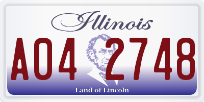 IL license plate A042748
