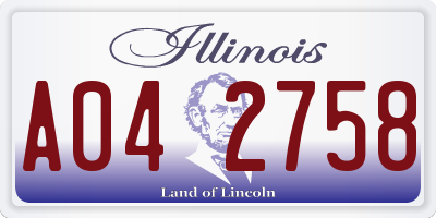 IL license plate A042758