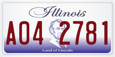 IL license plate A042781