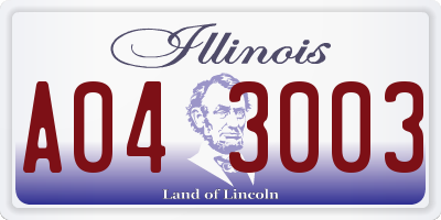 IL license plate A043003