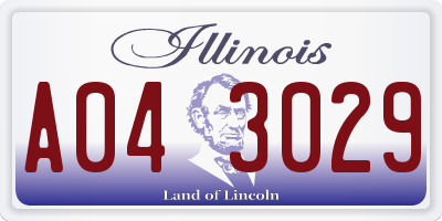 IL license plate A043029