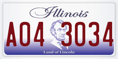 IL license plate A043034