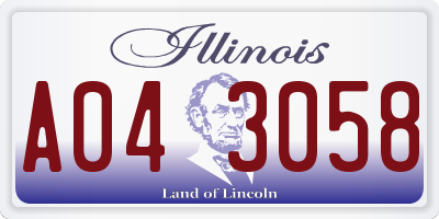 IL license plate A043058
