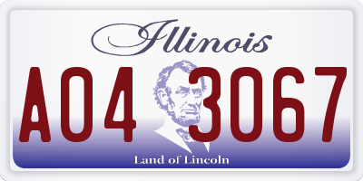 IL license plate A043067