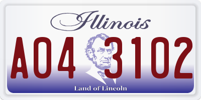 IL license plate A043102
