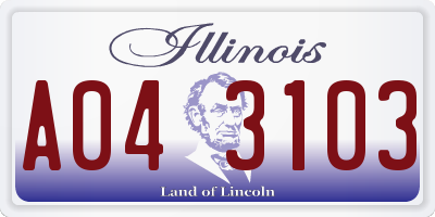 IL license plate A043103